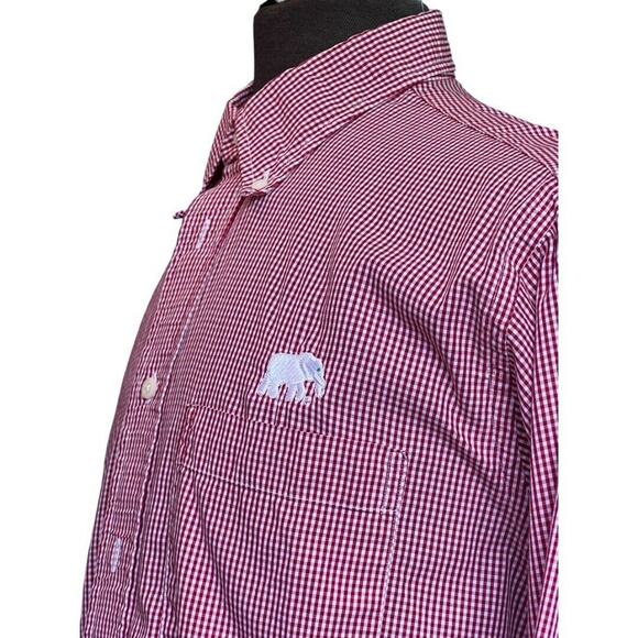 Size Medium Alabama Crimson Tide Elephant Men's Button Down Shirt Checked Long S - Picture 2 of 10